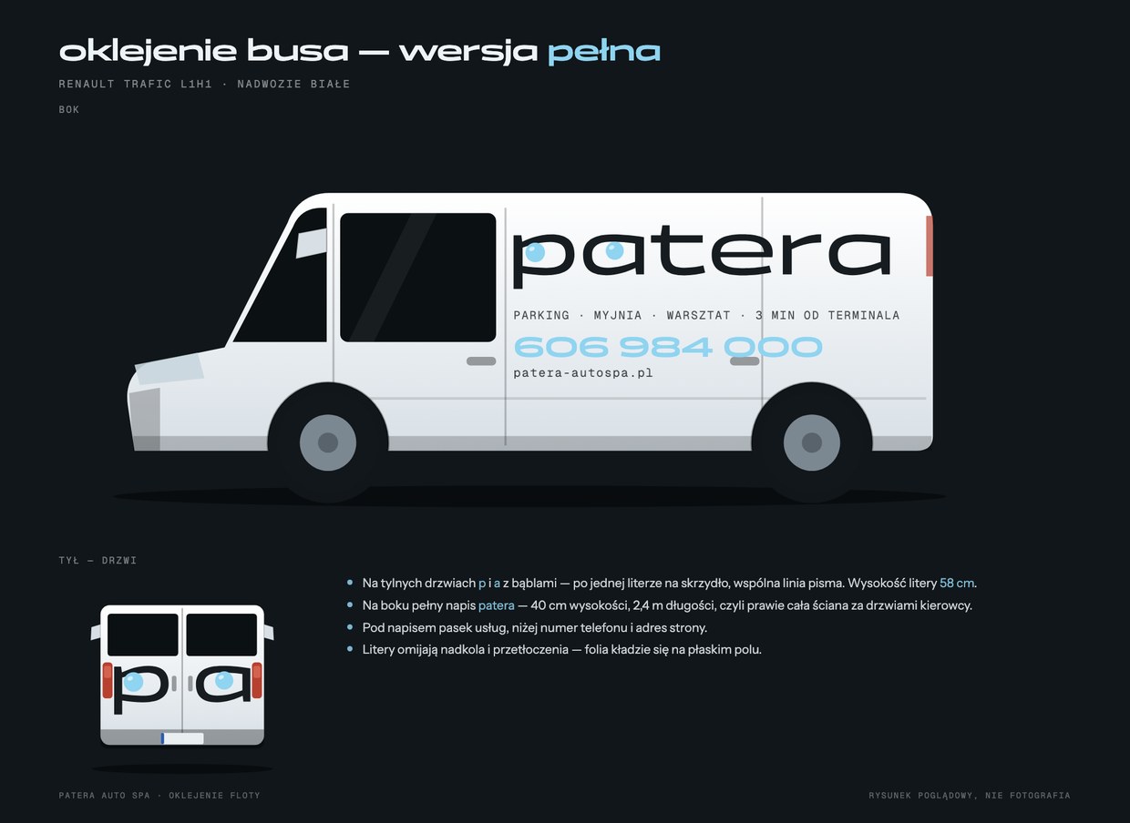 Oklejenie busa i koszulki obsługi Patera Auto Spa
